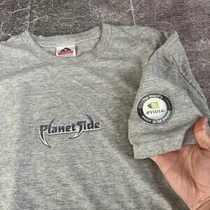 Men's Vintage Y2K AAA PlanetSide NVIDIA Video Game Promo Gray T Shirt Tee Sz XL